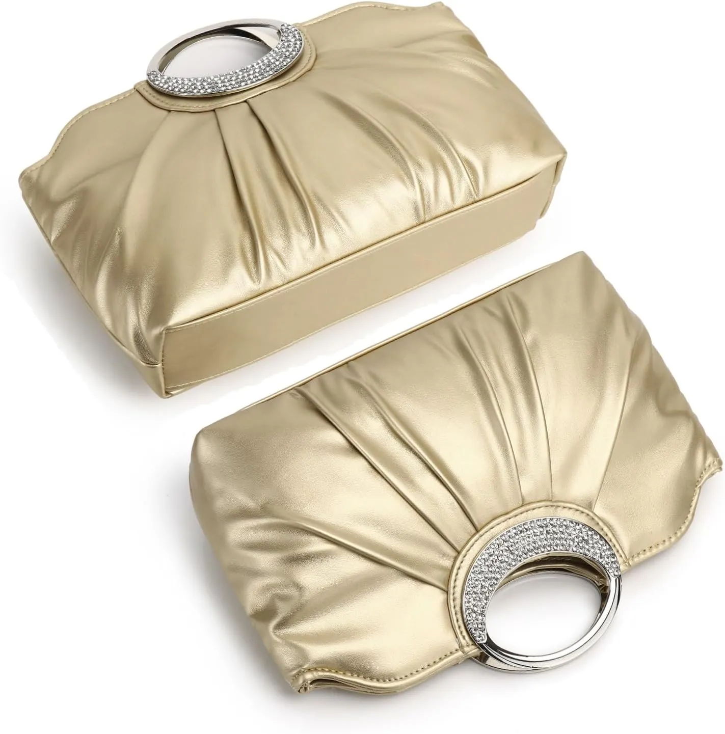 Clutch Purses for Women Elegant Pleated Evening Bag Fashion PU Leather Purse for Prom Cocktail Wedding