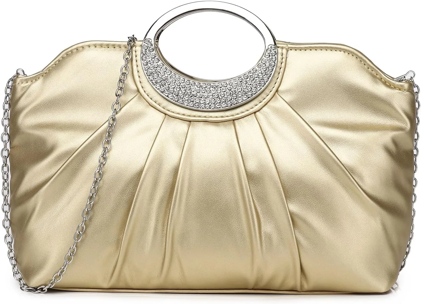Clutch Purses for Women Elegant Pleated Evening Bag Fashion PU Leather Purse for Prom Cocktail Wedding