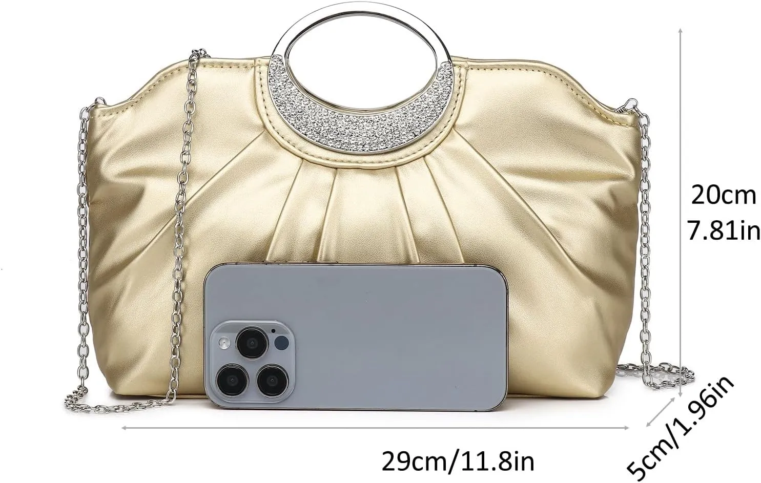 Clutch Purses for Women Elegant Pleated Evening Bag Fashion PU Leather Purse for Prom Cocktail Wedding