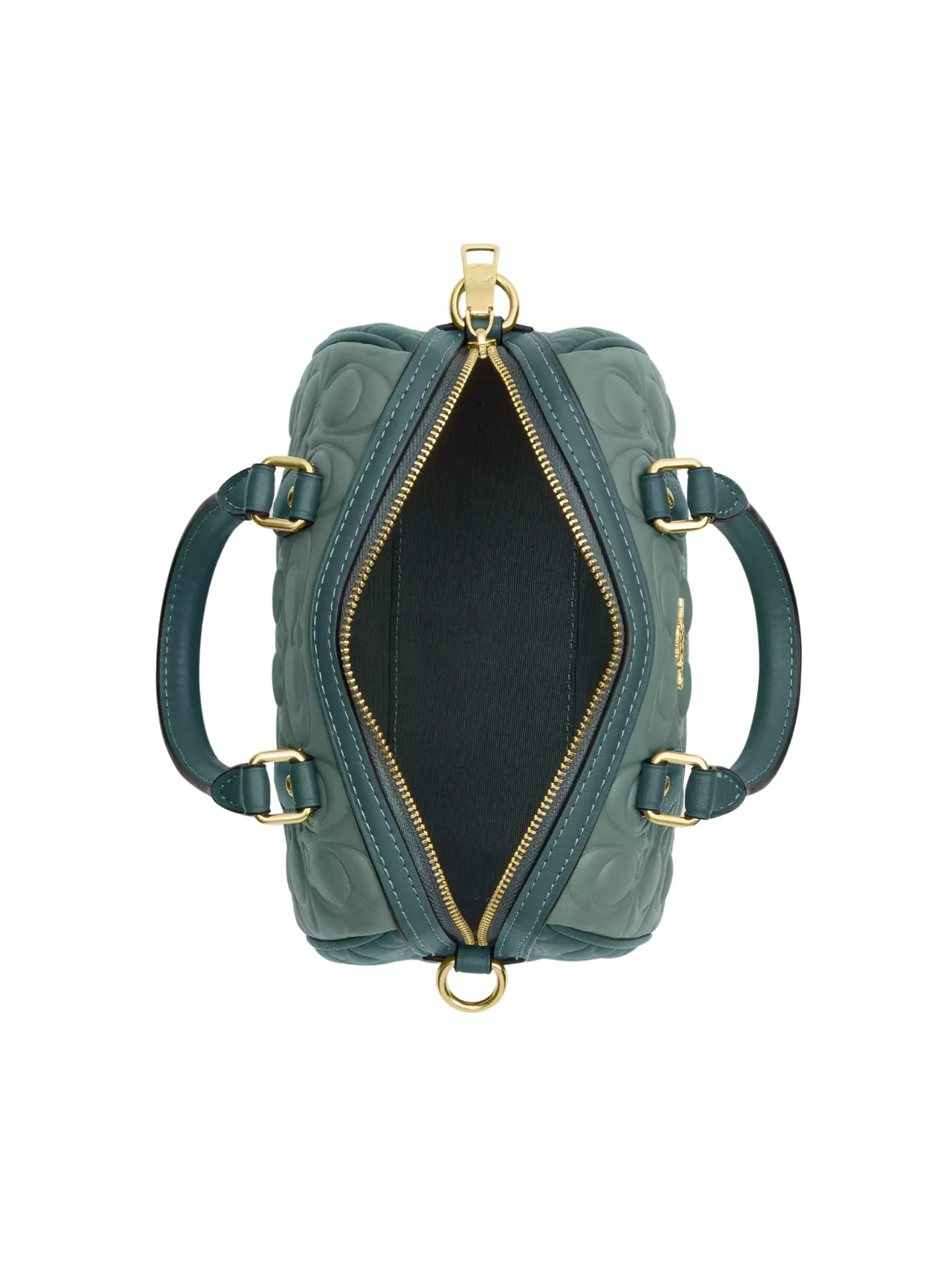 Coach Mini Rowan Crossbody Bag In Blocked Signature Leather Sage/Dark Turquoise