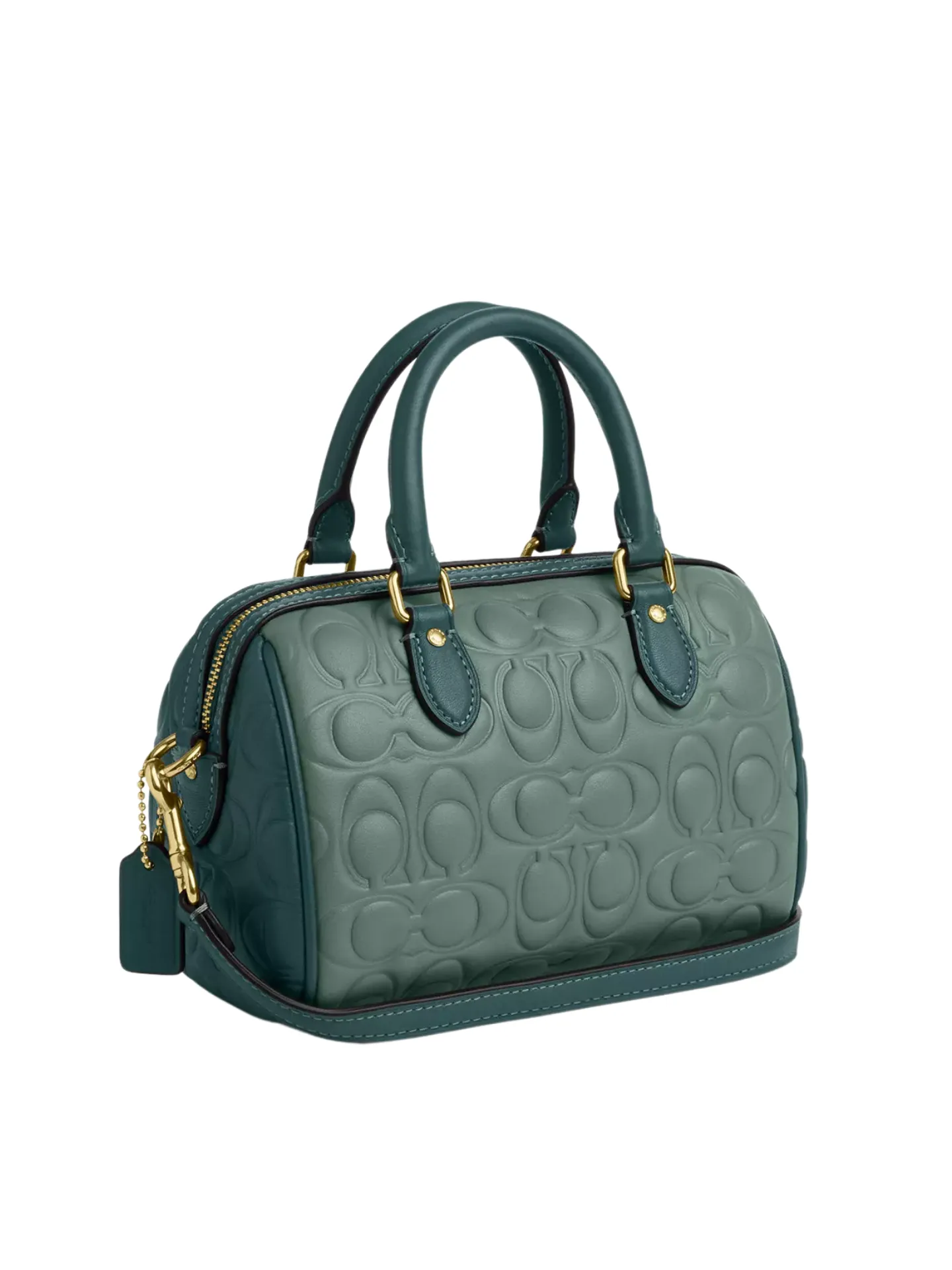 Coach Mini Rowan Crossbody Bag In Blocked Signature Leather Sage/Dark Turquoise