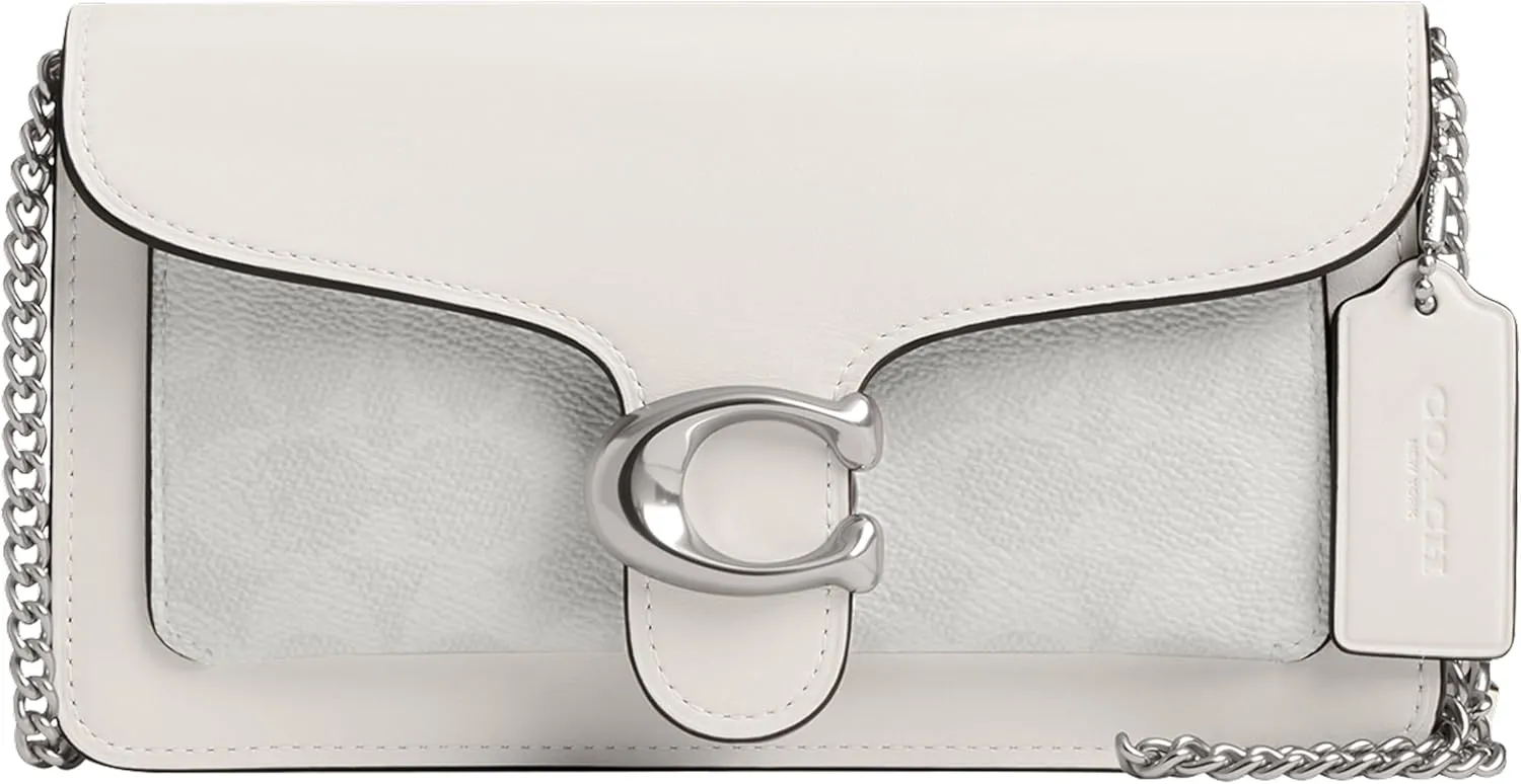 Coach Tabby Chain Clutch in Signature Canvas, LH/White Chalk