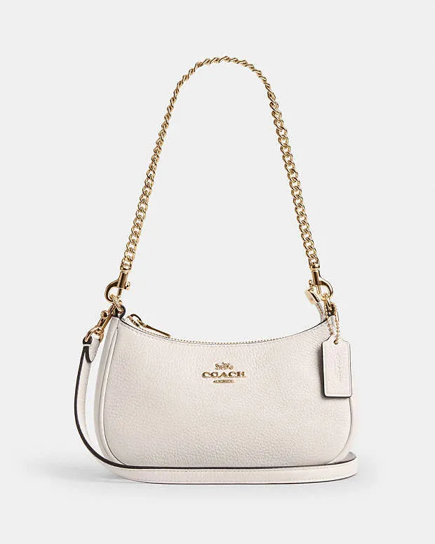 Coach Teri Mini Crossbody Bag Pebbled Leather-Gold-Chalk