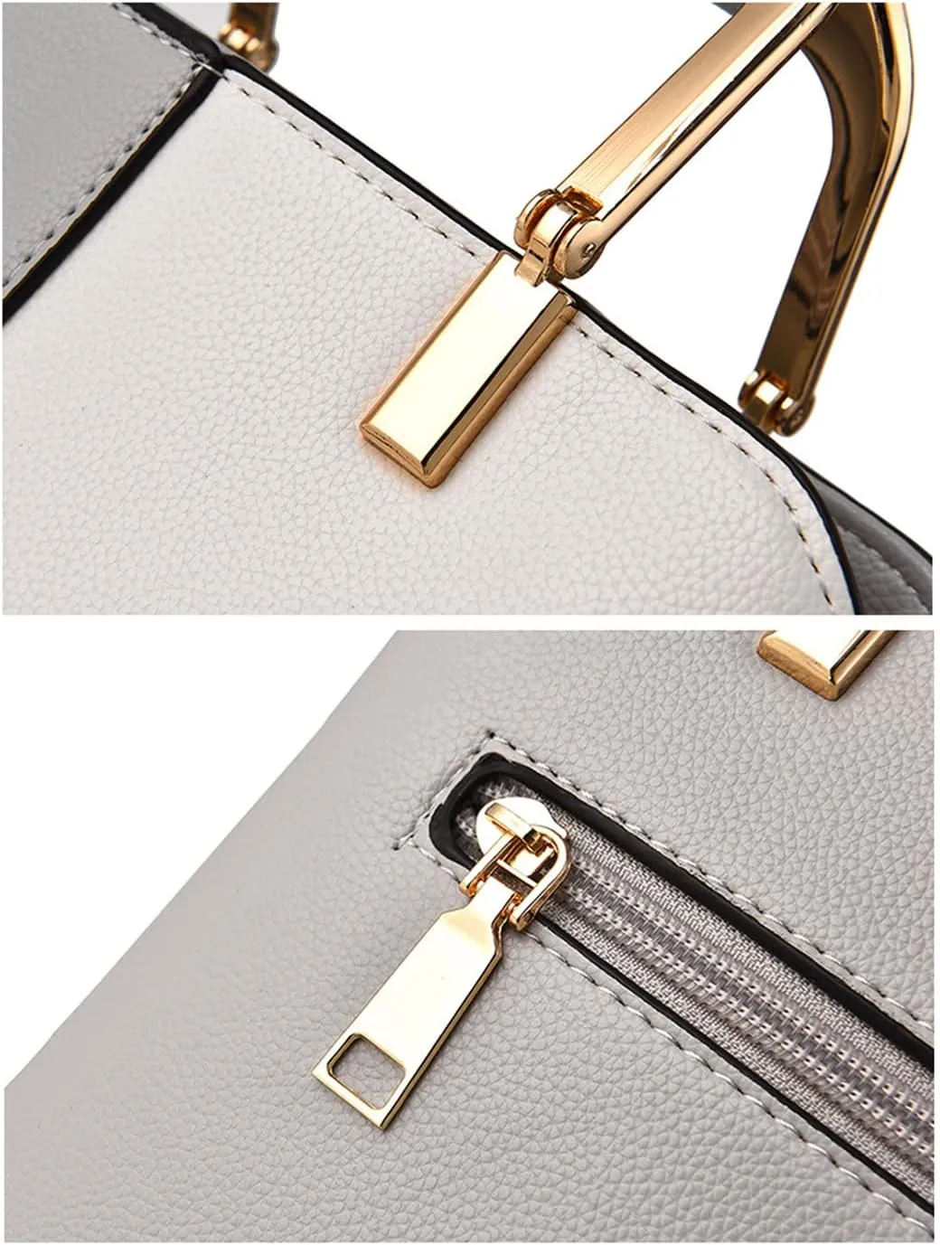 Color Block Handbag for Women - Stylish Top Handle Crossbody Bag - Large Casual Tote Purse (Grey)