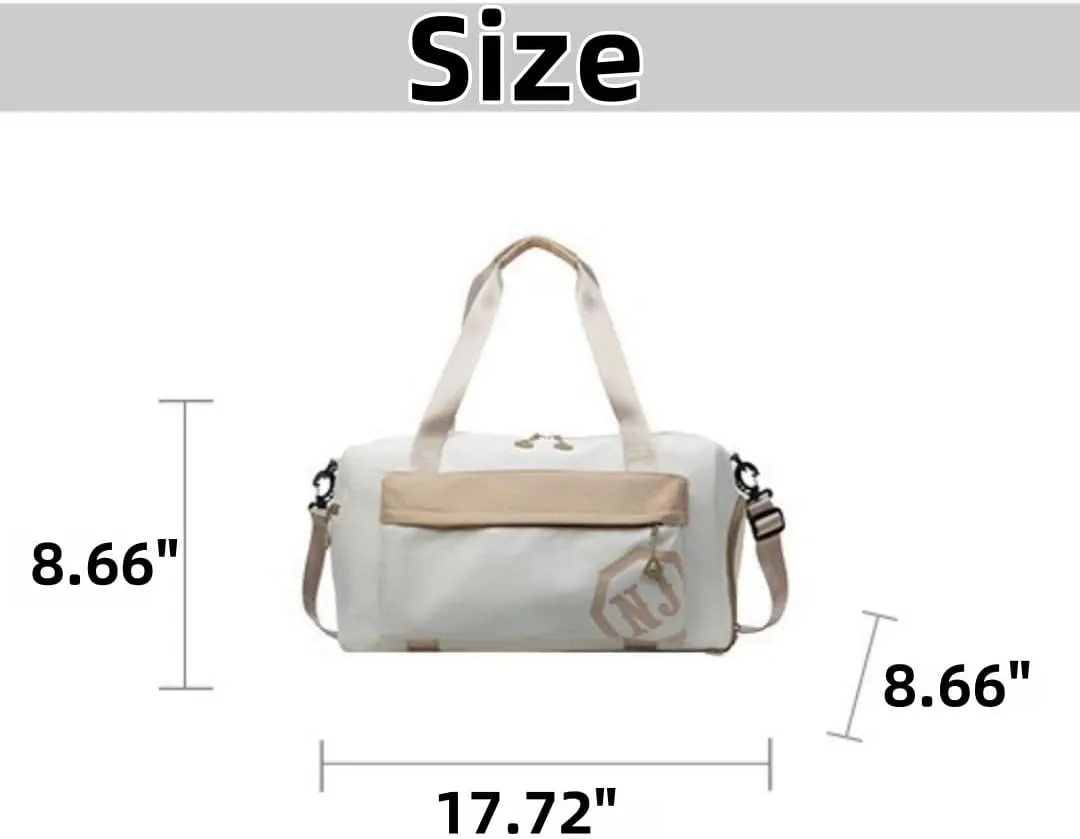 Color-Blocked Short-Trip Duffel Bag for Women, Crossbody & Shoulder Bag, Sports Duffel with Large Capacity (Khaki)