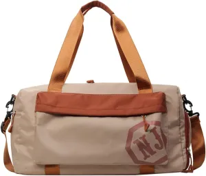Color-Blocked Short-Trip Duffel Bag for Women, Crossbody & Shoulder Bag, Sports Duffel with Large Capacity (Khaki)