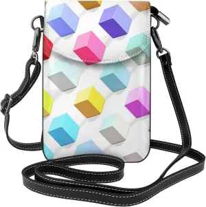Colorful Cubes Women's crossbody bag, crossbody phone bag, tassel wallet with shoulder strap, best gift for women.