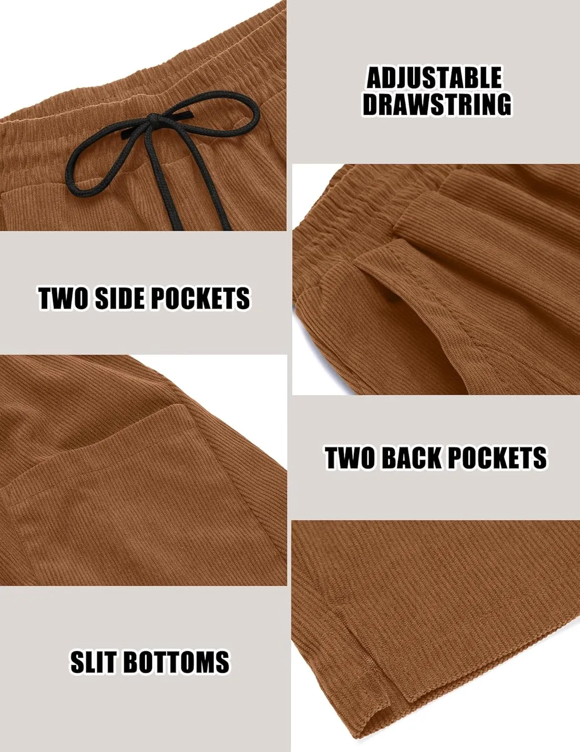 COOFANDY Men's Corduroy Pants Elastic Waist Drawstring Harem Pants Fashion Loose Casual Long Trousers with 4 Pockets