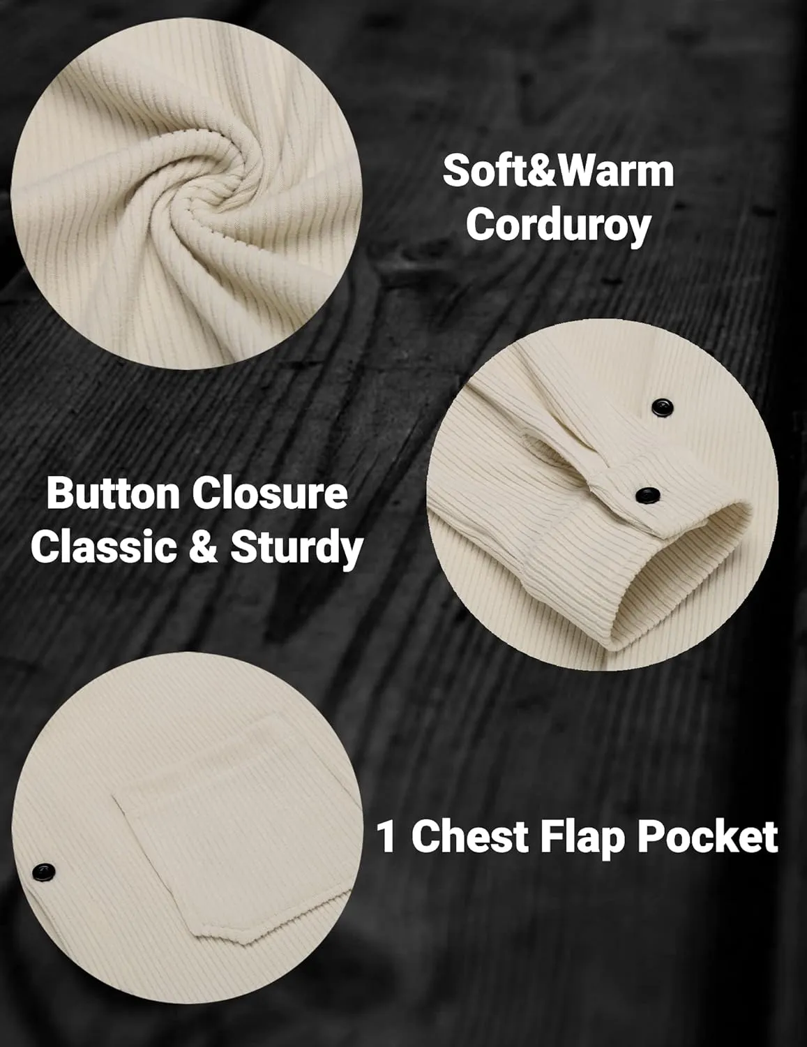COOFANDY Men's Corduroy Shirt Casual Shacket Long Sleeve Button Down Lightweight Jacket