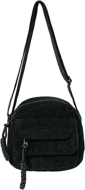 Corduroy Crossbody Bag Corduroy Tote Bag Casual Shoulder Handbags Crossbody Purse with Zipper Pocket for Women Girls