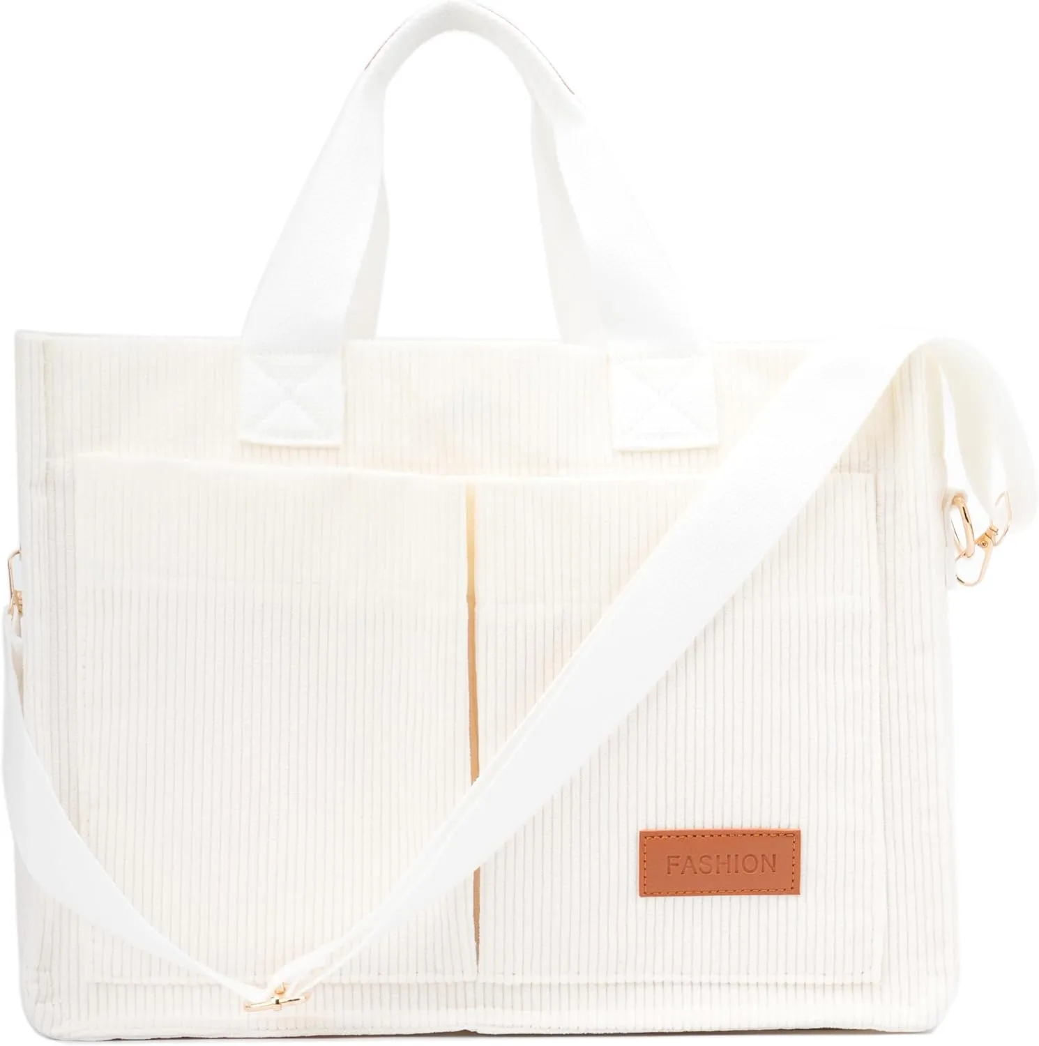 Corduroy Crossbody Bag for Women Tote Bag with Pockets Square Shoulder Bag Everyday Handbags for Work Travel