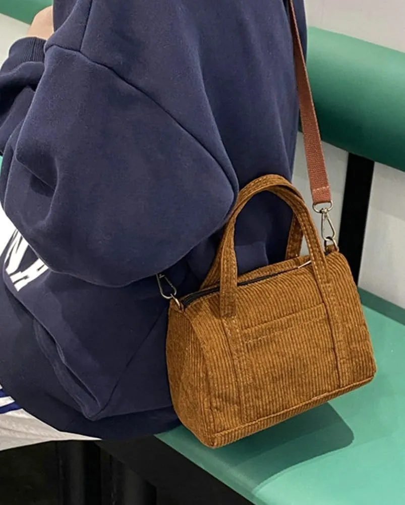 Corduroy Tote Bag for Women Corduroy Shouder Bag Fashion Hobo Bag Purse Boston Bag Purses for Women Crossbody Bag