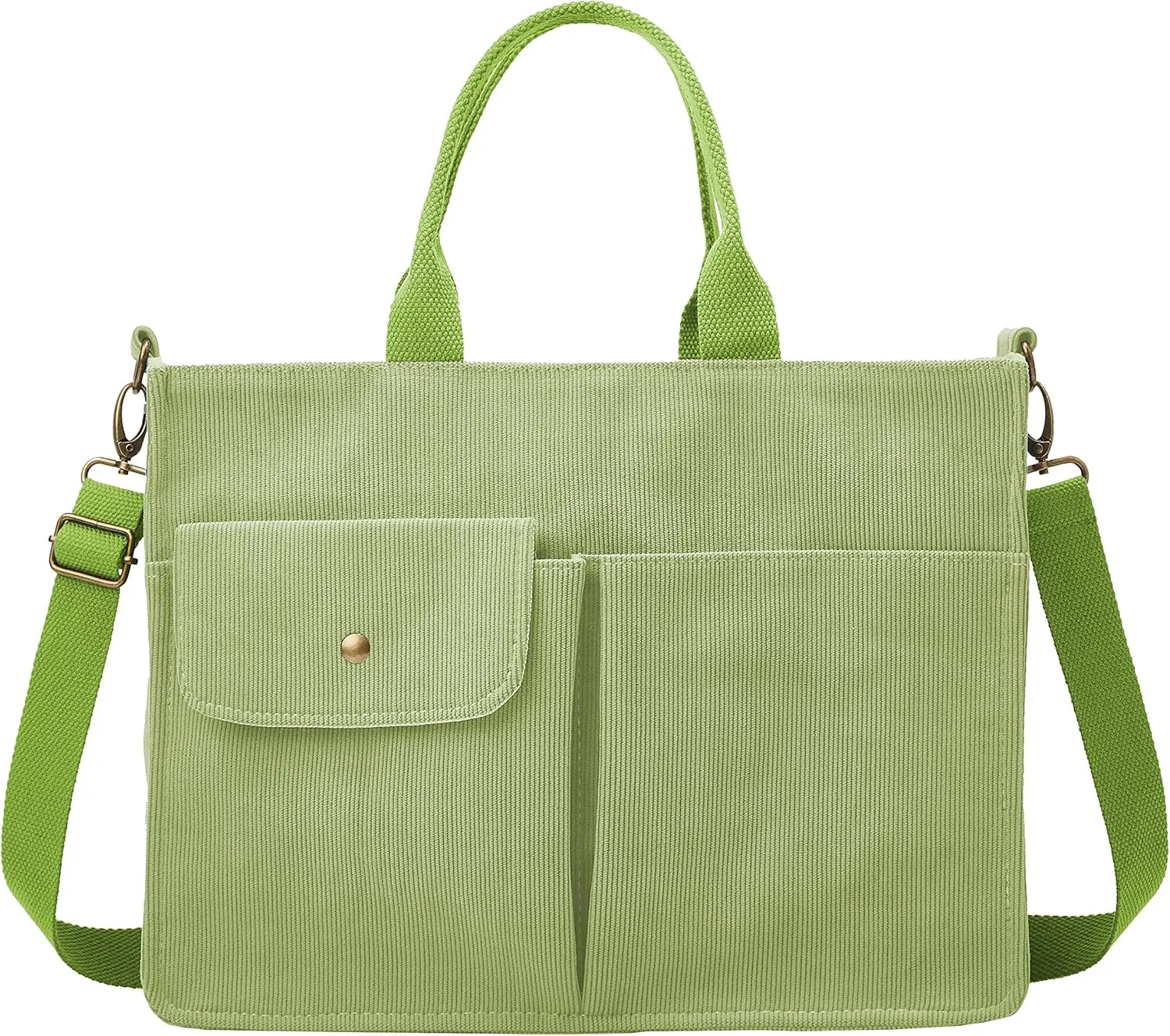 Corduroy Tote Bag for Women Girl Casual Shoulder Handbags Crossbody Bag with Zipper and Outer Pocket