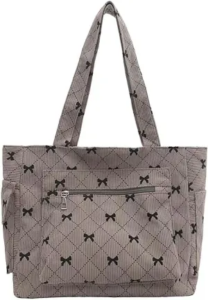 Corduroy Tote Bag Shoulder Bag for Women Large Tote Bag with zipper Esthetics Cute Purse