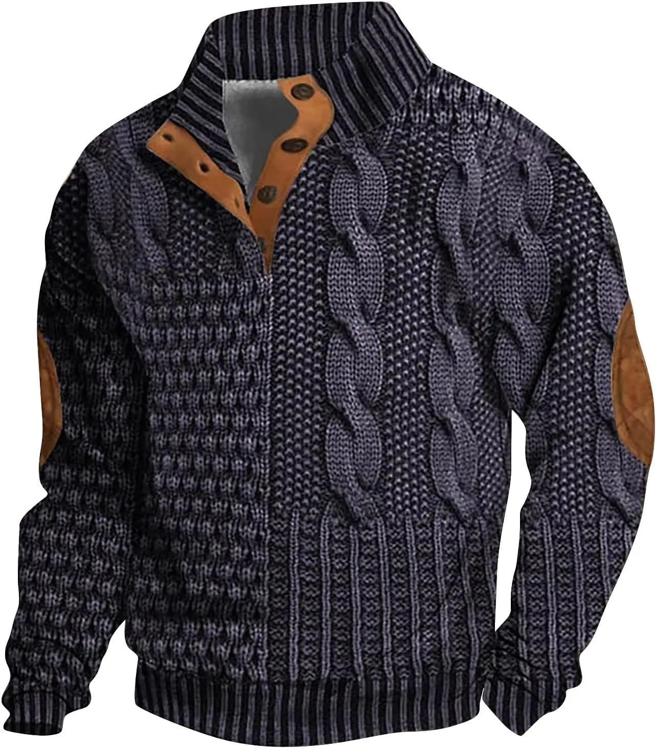 Cowboy Sweatshirts for Mens Button Sweatshirt 1/4 Top Button Long Sleeve Jacket Outdoor Fashion Sweater Tribal