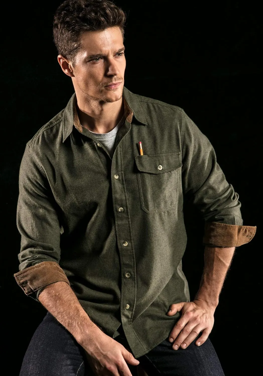 CQR Men's All Cotton Flannel Shirt, Long Sleeve Casual Button Down Plaid Shirt, Brushed Soft Outdoor Tactical Work Shirts