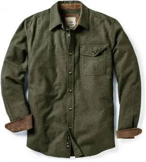 CQR Men's All Cotton Flannel Shirt, Long Sleeve Casual Button Down Plaid Shirt, Brushed Soft Outdoor Tactical Work Shirts