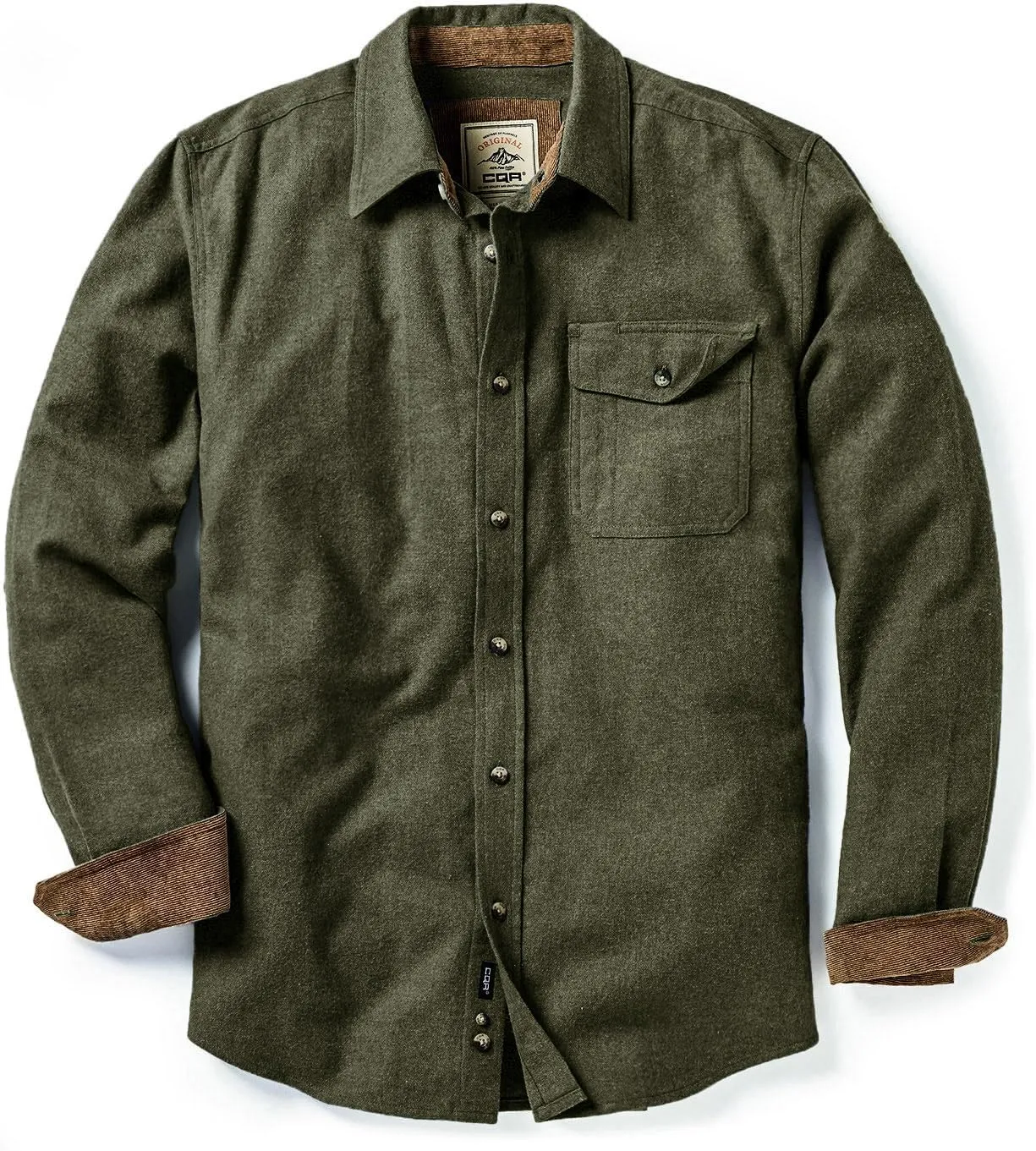 CQR Men's All Cotton Flannel Shirt, Long Sleeve Casual Button Down Plaid Shirt, Brushed Soft Outdoor Tactical Work Shirts