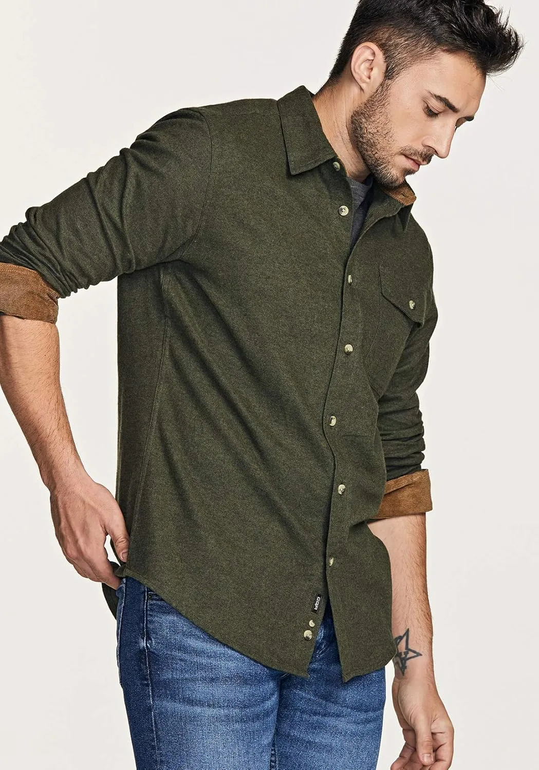 CQR Men's All Cotton Flannel Shirt, Long Sleeve Casual Button Down Plaid Shirt, Brushed Soft Outdoor Tactical Work Shirts