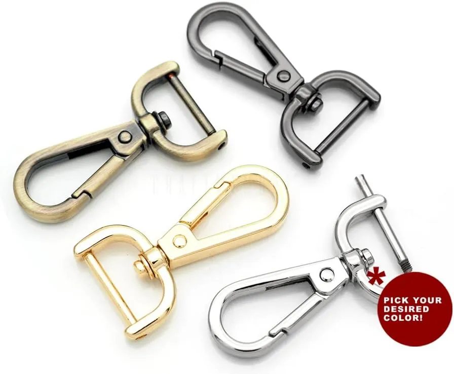CRAFTMEMORE 2pcs Detachable Snap Hook Swivel Clasp w/Screw Bar VT493 Bag Strap Hardware Replacement (1 Inch, Gold)