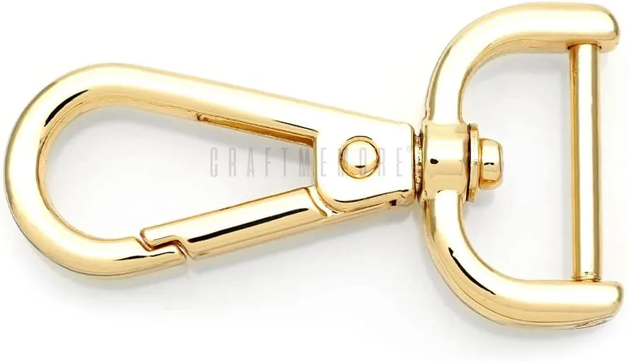 CRAFTMEMORE 2pcs Detachable Snap Hook Swivel Clasp w/Screw Bar VT493 Bag Strap Hardware Replacement (1 Inch, Gold)