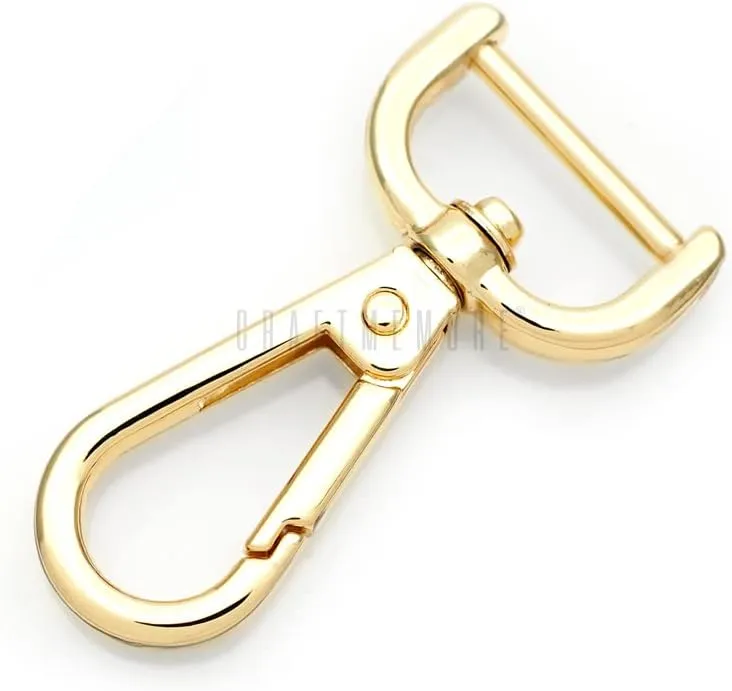 CRAFTMEMORE 2pcs Detachable Snap Hook Swivel Clasp w/Screw Bar VT493 Bag Strap Hardware Replacement (1 Inch, Gold)