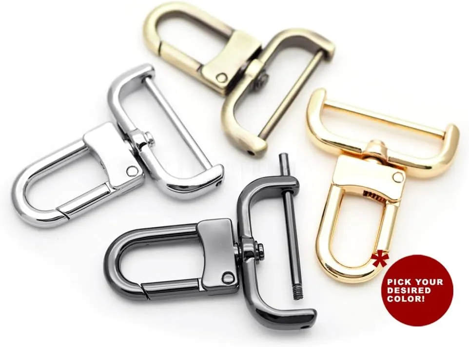 CRAFTMEMORE 2pcs Detachable Snap Hook Swivel Clasp w/Screw Bar VT99 Bag Strap Hardware Replacement (1/2 Inch, Silver)