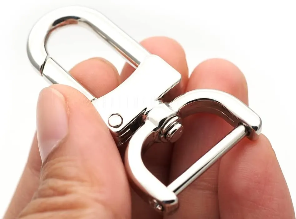 CRAFTMEMORE 2pcs Detachable Snap Hook Swivel Clasp w/Screw Bar VT99 Bag Strap Hardware Replacement (1/2 Inch, Silver)