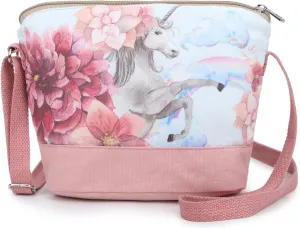 Crest Design Whimsical Canvas Cross-body Shoulder Bag for Girls and Teenagers