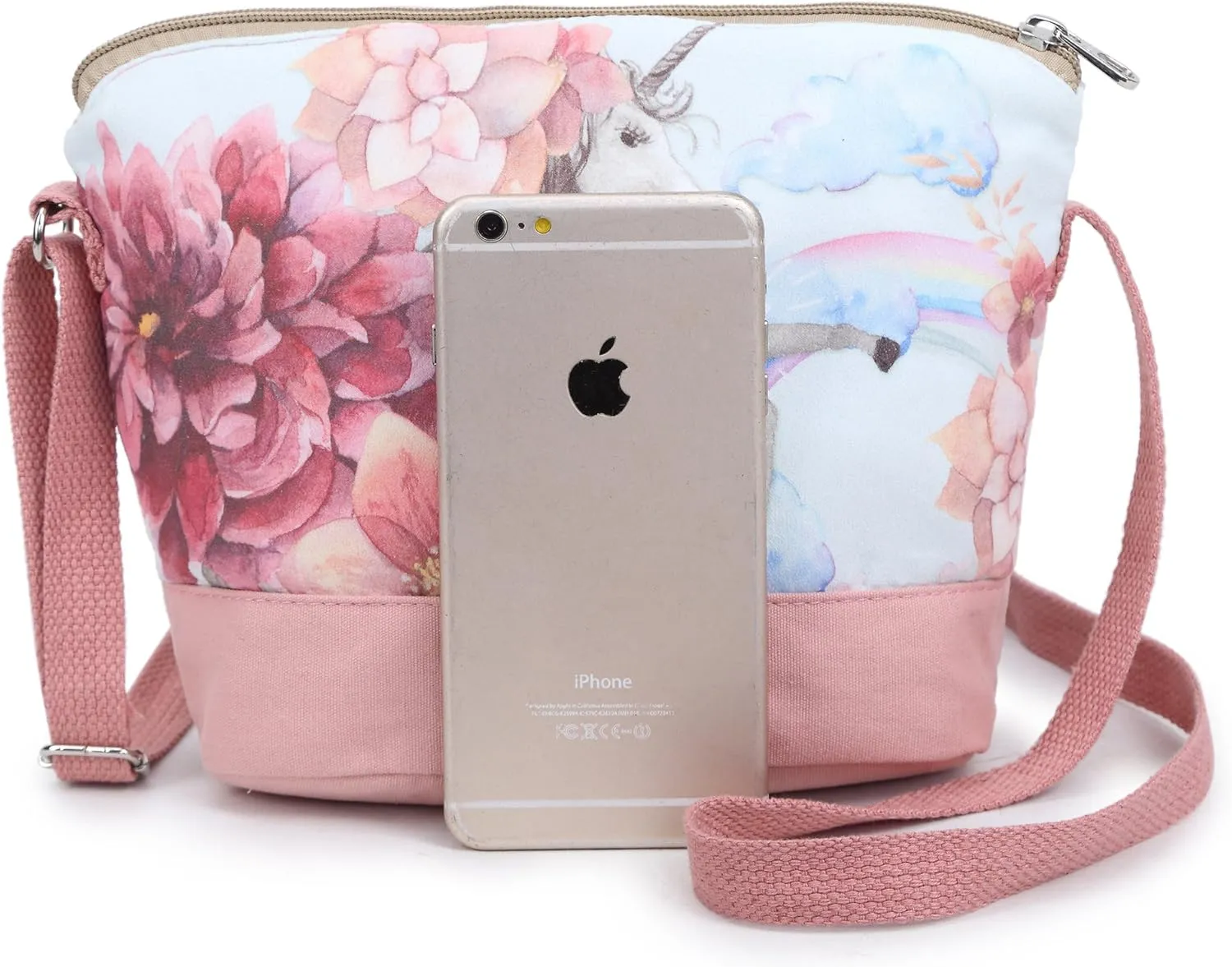 Crest Design Whimsical Canvas Cross-body Shoulder Bag for Girls and Teenagers