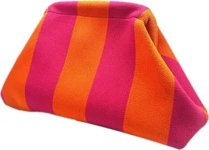 Crochet Clutch Purses for Women Dumpling Bag Woven Beach Cutch Evening Handbags Striped Cloud Purse