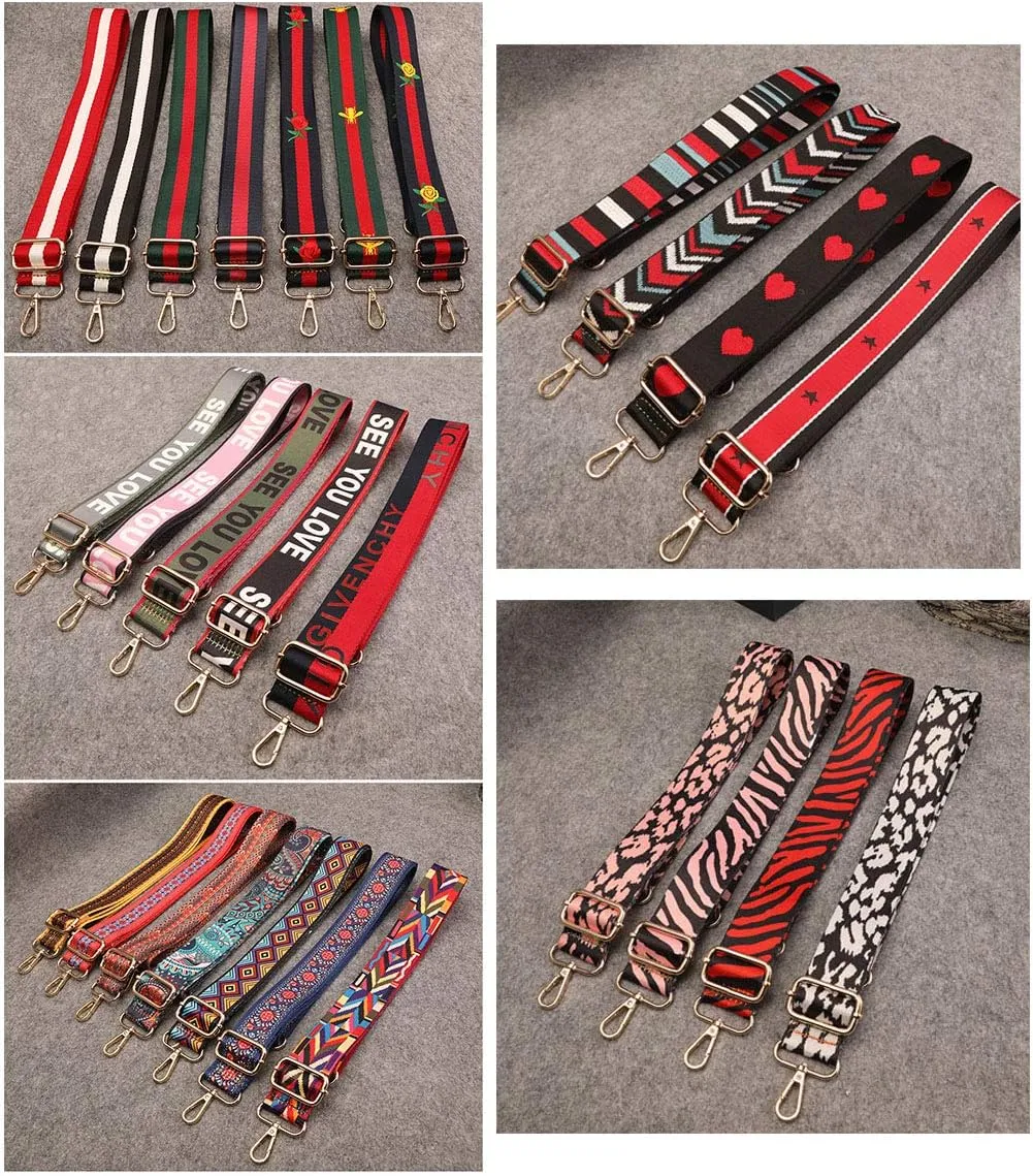 Crossbody Bag - Adjustable Strap Replacement - Shoulder Strap With Metal Clasp - Stripe Red White