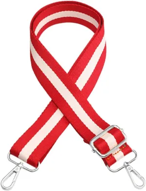Crossbody Bag - Adjustable Strap Replacement - Shoulder Strap With Metal Clasp - Stripe Red White