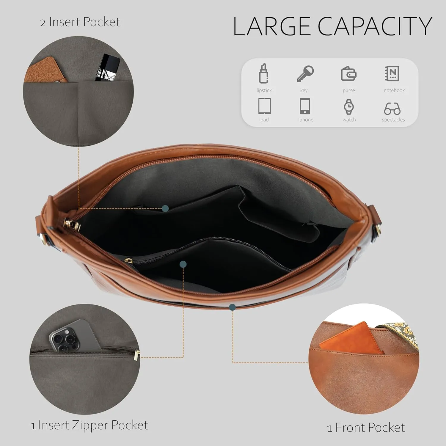 Crossbody Bag for Women Bohemian Vintage Stylish Purse Vegan Leather Shoulder Bag with Adjustable Wide Strap