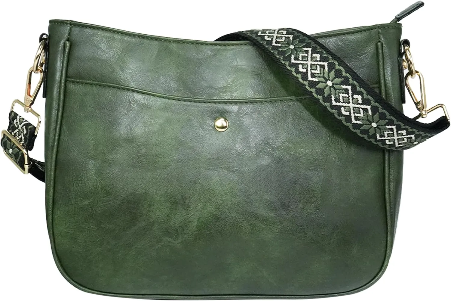 Crossbody Bag for Women Bohemian Vintage Stylish Purse Vegan Leather Shoulder Bag with Adjustable Wide Strap