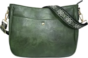 Crossbody Bag for Women Bohemian Vintage Stylish Purse Vegan Leather Shoulder Bag with Adjustable Wide Strap