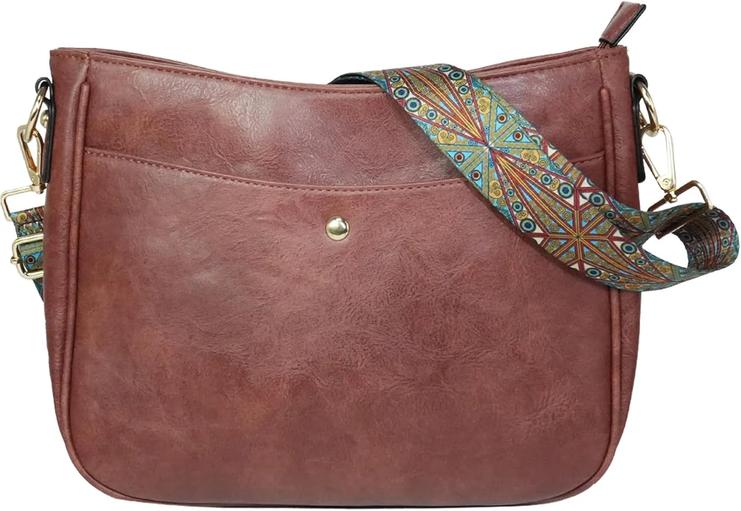 Crossbody Bag for Women Bohemian Vintage Stylish Purse Vegan Leather Shoulder Bag with Adjustable Wide Strap