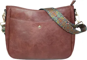 Crossbody Bag for Women Bohemian Vintage Stylish Purse Vegan Leather Shoulder Bag with Adjustable Wide Strap