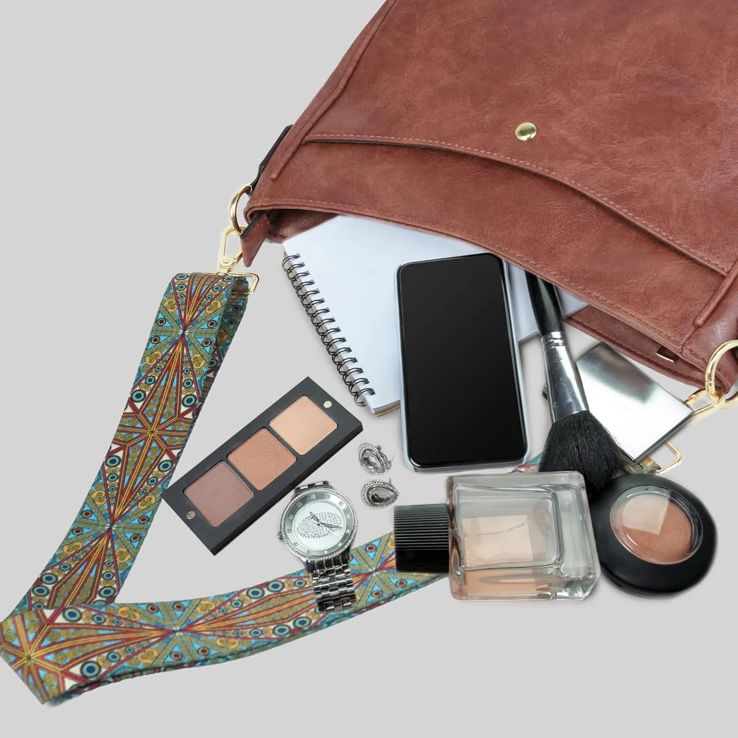 Crossbody Bag for Women Bohemian Vintage Stylish Purse Vegan Leather Shoulder Bag with Adjustable Wide Strap