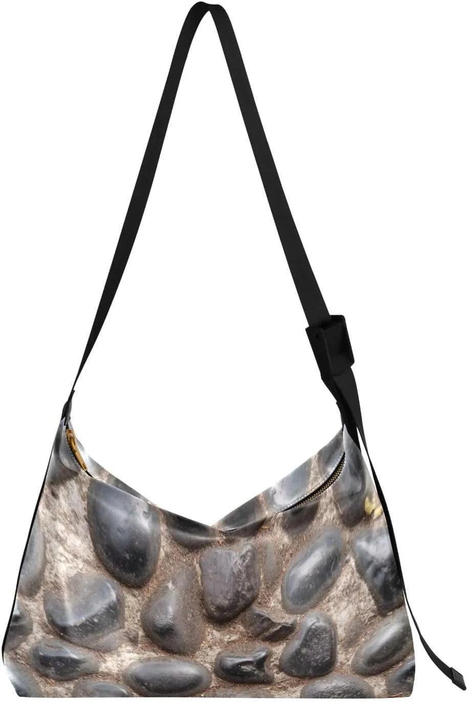 Crossbody Bag for Women Men Trendy Cobblestone Wall Leather Casual Hobo Shoulder Bags Purses with Adjustable Strap Pebble Rock Texture Fashion Large Sling Handbag