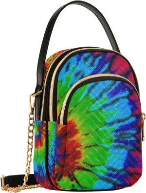 Crossbody Bag for Women, Swirl Tie Dye Phone Purse Detachable Chain Bag Shoulder Handbag Wallet