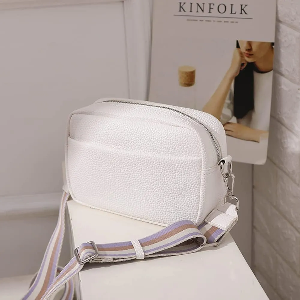 Crossbody Bag for Women Wide Strap Shoulder Bag Camera Crossbody Purse with Zipper