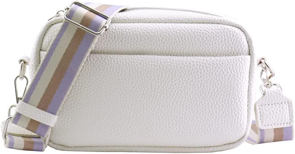 Crossbody Bag for Women Wide Strap Shoulder Bag Camera Crossbody Purse with Zipper