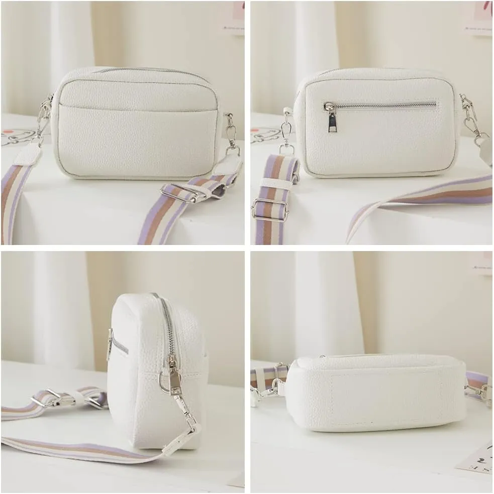 Crossbody Bag for Women Wide Strap Shoulder Bag Camera Crossbody Purse with Zipper