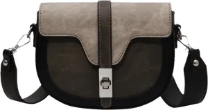 Crossbody Bag on One Shoulder and Color-blocked Saddle Bag