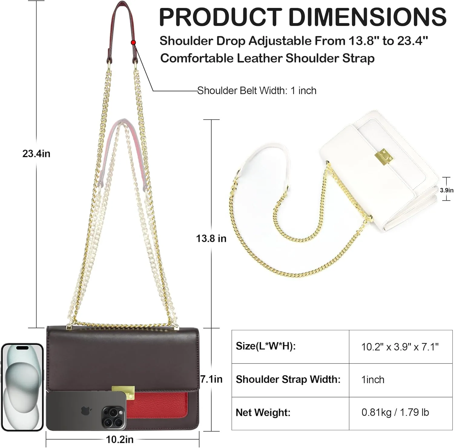 Crossbody Bags for Women Leather Purse Trendy Shoulder Handbags Small Cross Body Purses with chain
