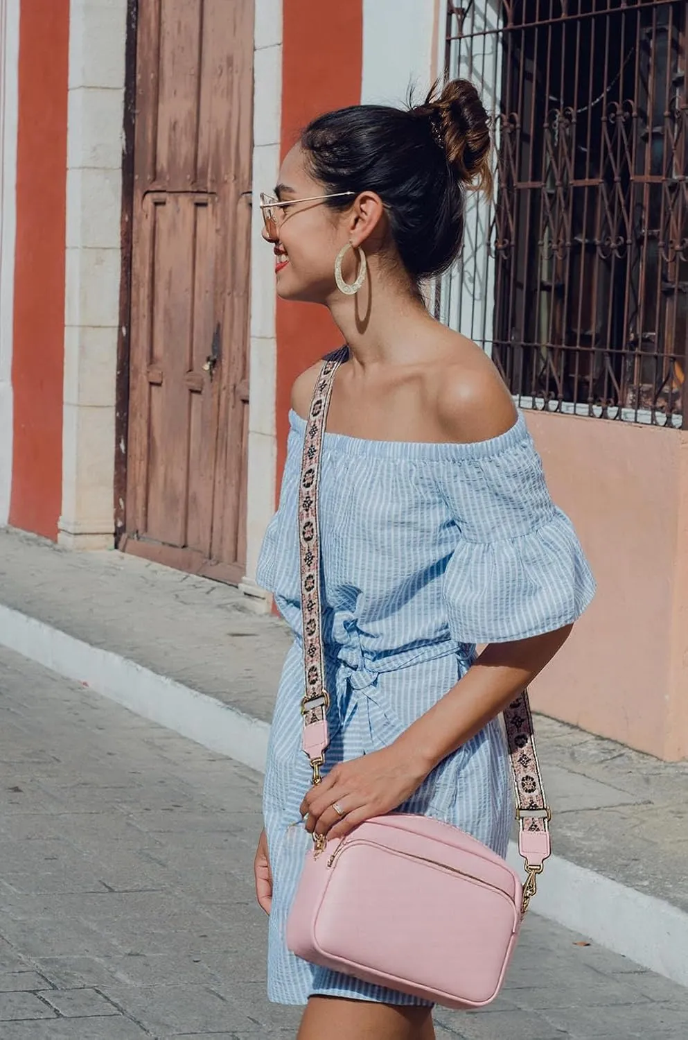 Crossbody Bags for Women, Small Cross Body Purse Vegan Leather Triple Zip Shoulder Handbag with Adjustable Wide Strap