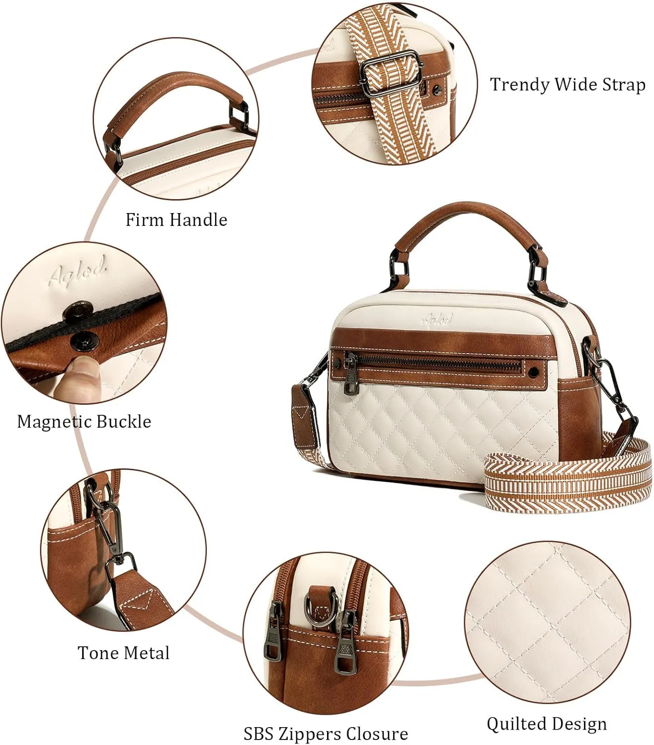 Crossbody Bags for Women Vegan Leather Shoulder Handbags Small Cross Body Purses for Women Trendy with Wide Strap