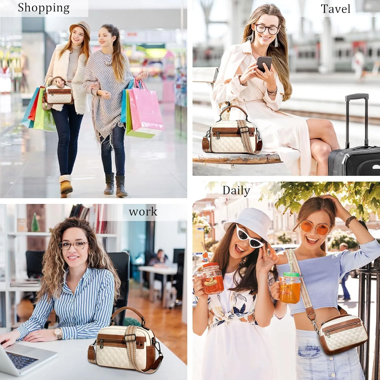 Crossbody Bags for Women Vegan Leather Shoulder Handbags Small Cross Body Purses for Women Trendy with Wide Strap