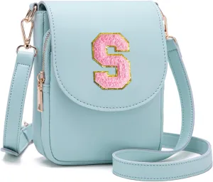 Crossbody Purse for Teen Girls Small Initial Cell Phone Toddler Purse Leather Triple Compartment Crossbody Bags